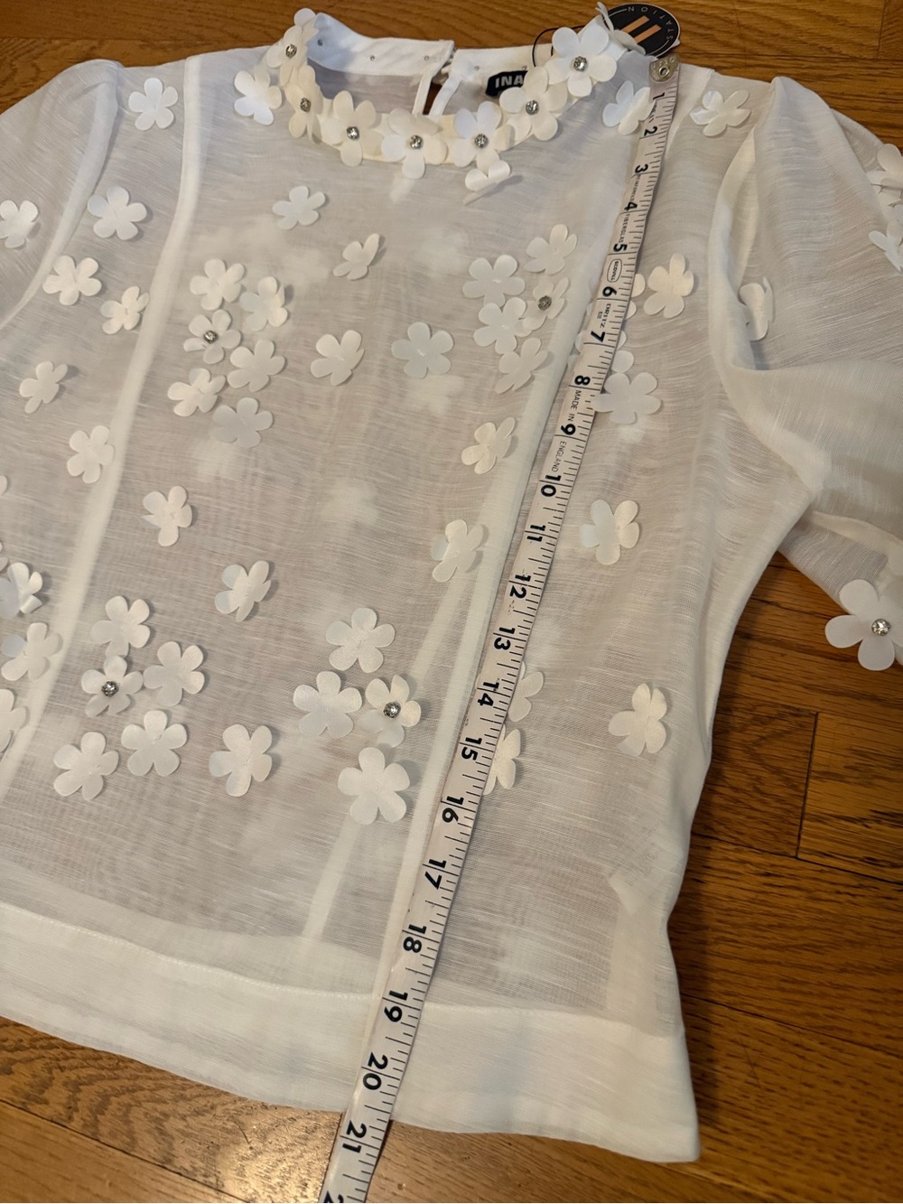 White Floral Appliqué Skirt Set with Tie Waist size L - Picture 12 of 16